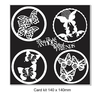 Butterfly circles antique card 140 x 140mm- 2021. Min buy 3